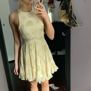 Kimchi blue gold and beige skater dress